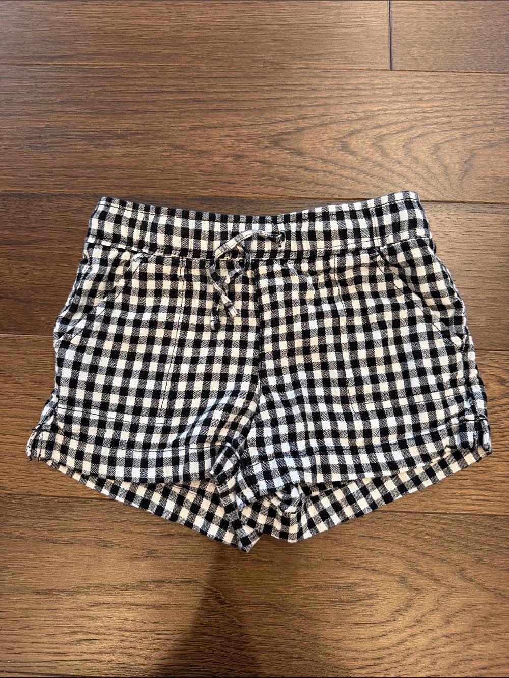 Old Navy Girls Black & White Gingham Casual Drawstring Shorts Size XS - C17-057